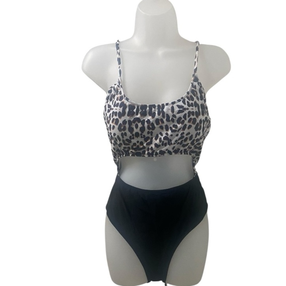 Leopard Print Cutout One-Piece high waisted Monokini Swimsuit XL - Trendy